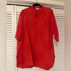 Mersea Women's Red Button-Up Swim Cover-Up